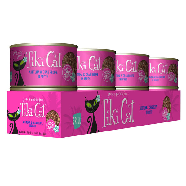 Tiki Cat Hana Grill Recette de Thon Ahi et de Crabe dans un Bouillon Nourriture Humide pour Chats