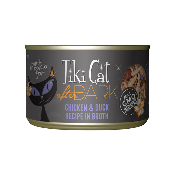 Recette de poulet et de canard après la tombée de la nuit Tiki Cat dans un bouillon
