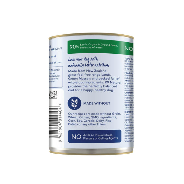 K9 Natural Lamb Feast Wet Dog Food Can
