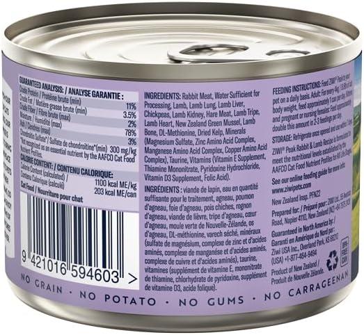 ZIWI Peak Rabbit & Lamb Recipe Wet Cat Food Can