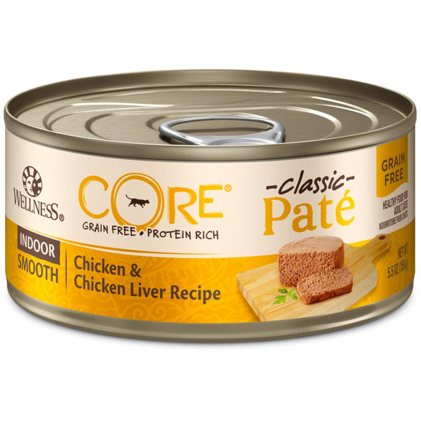 Wellness CORE Pâté sans céréales Poulet d'intérieur et foie de poulet Nourriture humide pour chat en boîte