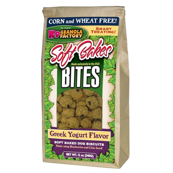 K9 Granola Factory Soft Bakes Bites Saveur Yaourt Grec Friandises pour chiens, 12 oz