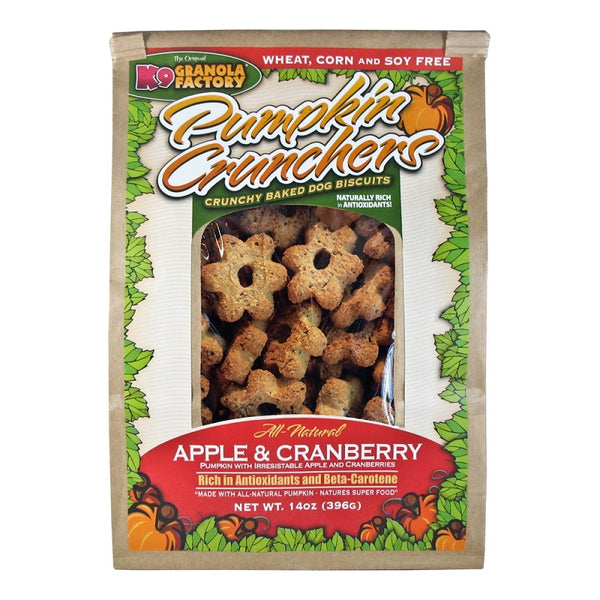 K9 Granola Factory Pumpkin Crunchers aux pommes et canneberges Friandises pour chiens, 14 oz