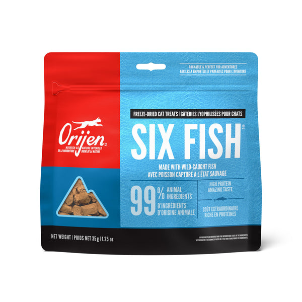 ORIJEN Six Fish Grain-Free Freeze-Dried Cat Treats, 1.25-oz