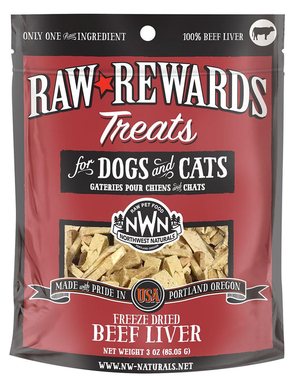 Northwest Naturals Raw Rewards Beef Liver Freeze Dried Dog & Cats Treats, 3-oz