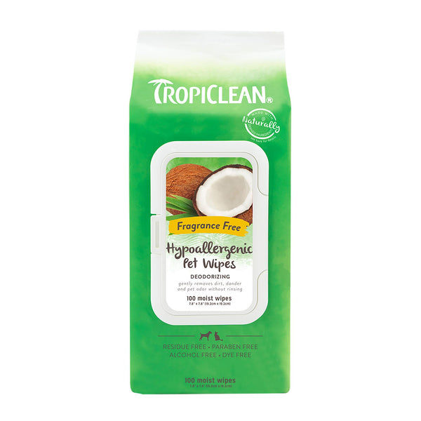 Tropiclean Hypoallergenic Deodorizing Pet Wipes, 100-count
