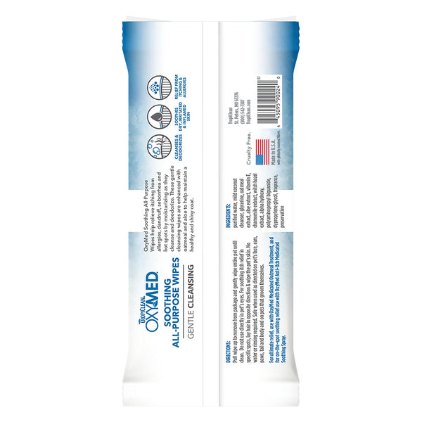 Tropiclean OxyMed Soothing All-Purpose Wipes for Pets, 50-count
