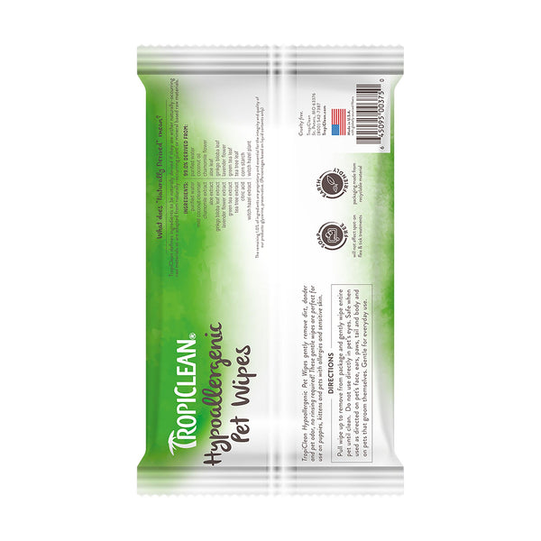 Tropiclean Hypoallergenic Deodorizing Pet Wipes, 20-count