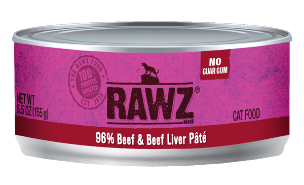 RAWZ Cat 96% Beef & Beef Liver Pate Wet Cat Food Can