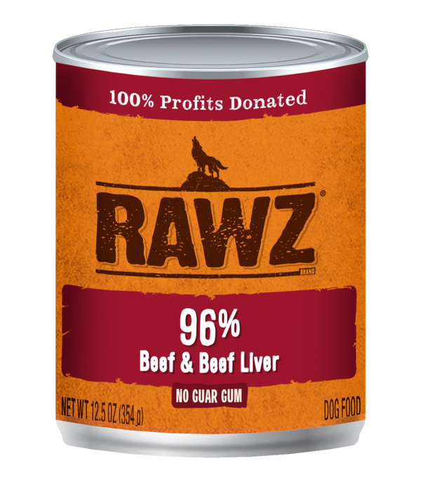 RAWZ Dog 96% Beef & Beef Liver Wet Dog Food Can