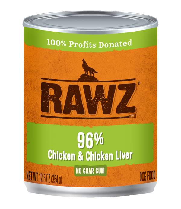 RAWZ Dog 96% Chicken & Chicken Liver Wet Dog Food Can