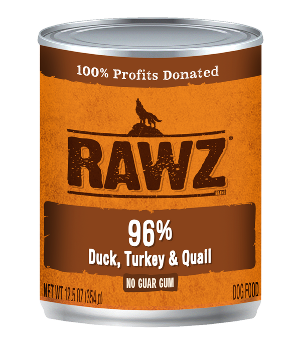 RAWZ Dog 96% Duck, Turkey & Quail Wet Dog Food Can