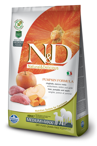 Farmina N&D Citrouille Sanglier & Pomme Croquettes pour chiens adultes Moyen & Maxi