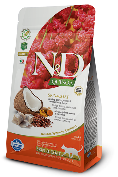 Farmina N&D Quinoa Peau et Pelage Hareng Croquettes pour chat
