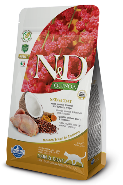 Farmina N&D Quinoa Peau et Pelage Caille Croquettes pour chats