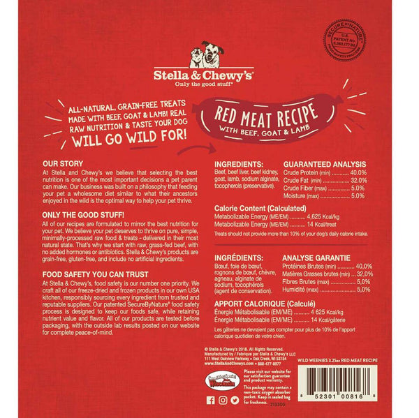 Stella & Chewy's Wild Weenies recette viande rouge friandises lyophilisées pour chiens, 3.25-oz