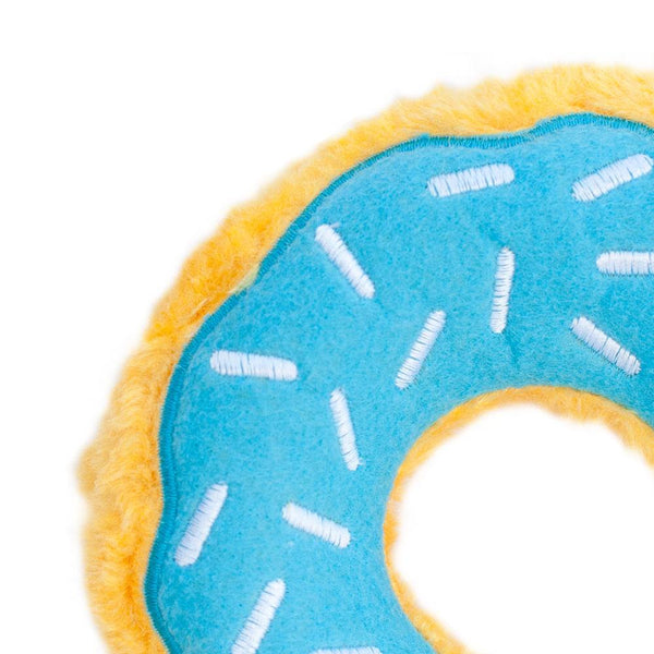 ZippyPaws Donutz Blueberry Dog Toy, Blue/Yellow