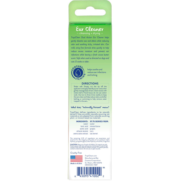 Tropiclean Dual Action Ear Cleaner for Pets, 4-oz