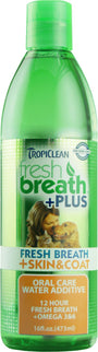 Tropiclean Fresh Breath Water Additive + Plus peau & pellage, bouteille de 16 oz
