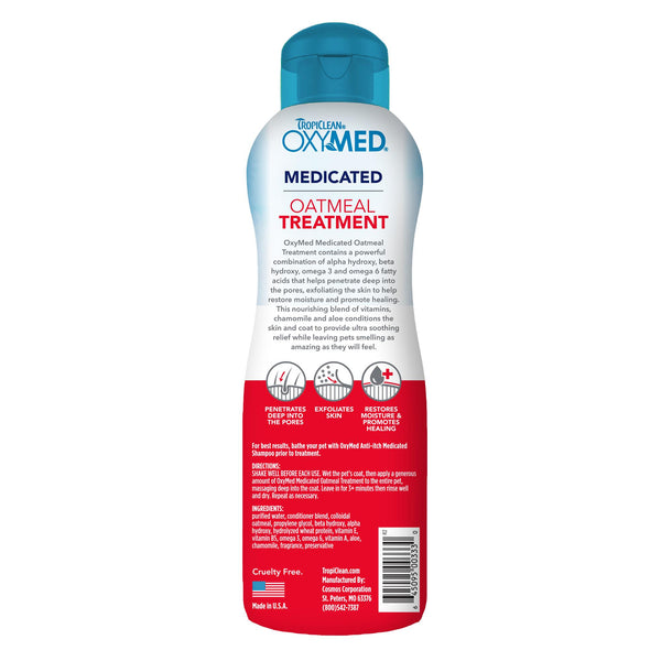 Tropiclean OxyMed Medicated Anti-Itch Oatmeal Treatment for Pets, 20-oz