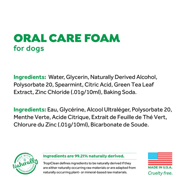 Tropiclean Fresh Breath Oral Care Mint Foam for Dogs, 4.5-oz