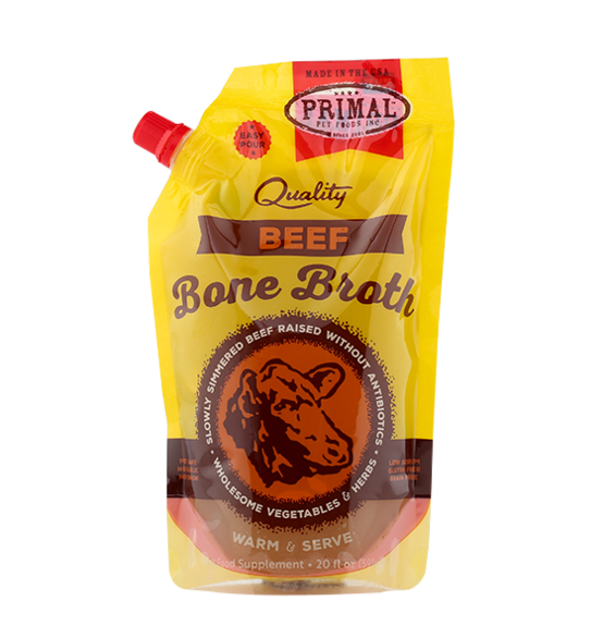 Primal Bouillon d'os de boeuf congelé pour chiens et chats, 20 oz