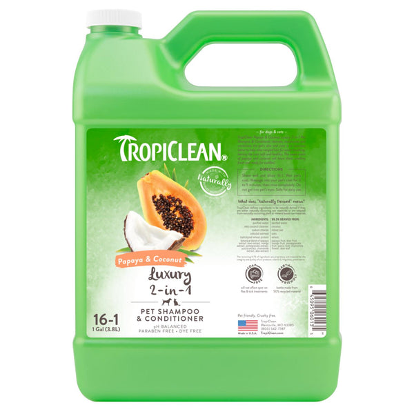 Tropiclean Papaya & Coconut Luxury 2-in-1 Pet Shampoo & Conditioner