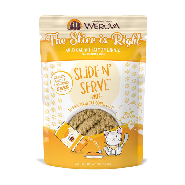 Weruva Cat Pate The Slice is Right Wild Caught Salmon Dinner in a Hydrating Puree Wet Cat Food Pouch