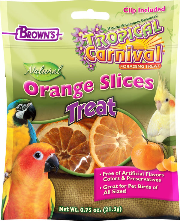 Brown's Tropical Carnival Natural Orange Slices Bird Treats, 0.7-oz