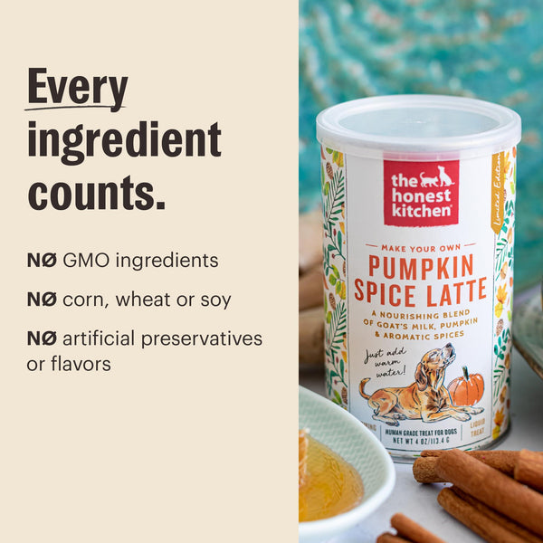 The Honest Kitchen Pumpkin Spice Latte Dog & Cat Treats Canister, 4-oz