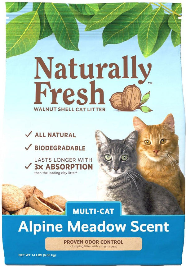 Naturally Fresh Walnut-Based Multi-Cat Alpine Meadow Scent Quick-Clumping Cat Litter, 14-lb