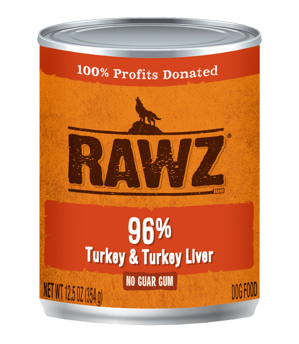 RAWZ Dog 96% Turkey & Turkey Liver Pate Wet Dog Food Can