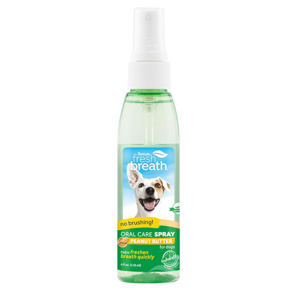 Tropiclean Fresh Breath Oral Care Peanut Butter Flavor Spray for Dogs, 4-oz
