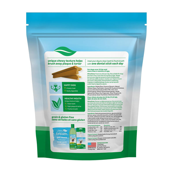 Tropiclean Fresh Breath Dental Sticks Vanilla Mint Treats for Regular Dogs, 8-count