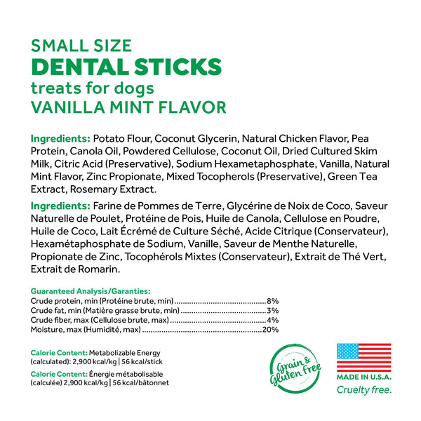 Tropiclean Fresh Breath Dental Sticks Vanilla Mint Treats for Small Dogs, 12-count
