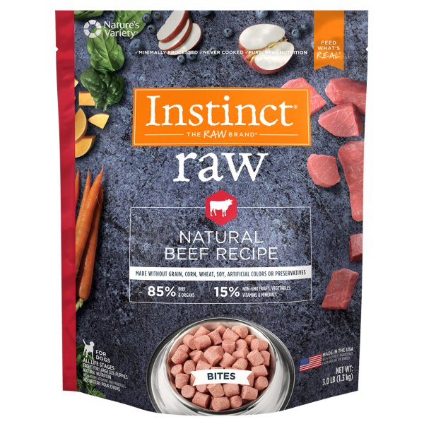 Instinct Frozen Raw Bites Grain-Free Real Beef Recipe Dog Food