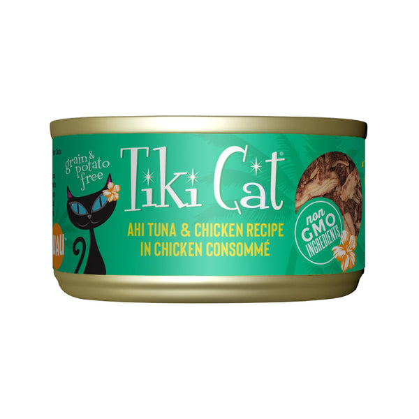 Recette de thon et poulet Tiki Cat Luau Ahi dans un consommé de poulet