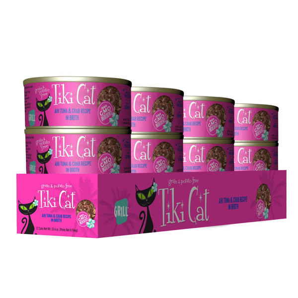 Tiki Cat Hana Grill Recette de Thon Ahi et de Crabe dans un Bouillon Nourriture Humide pour Chats