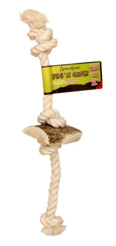 Antler Chewz Tug-N-Chew Rope With Unbleached Cotton
