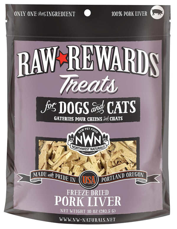 Northwest Naturals Raw Rewards Pork Liver Freeze-Dried Dog & Cat Treats, 10-oz