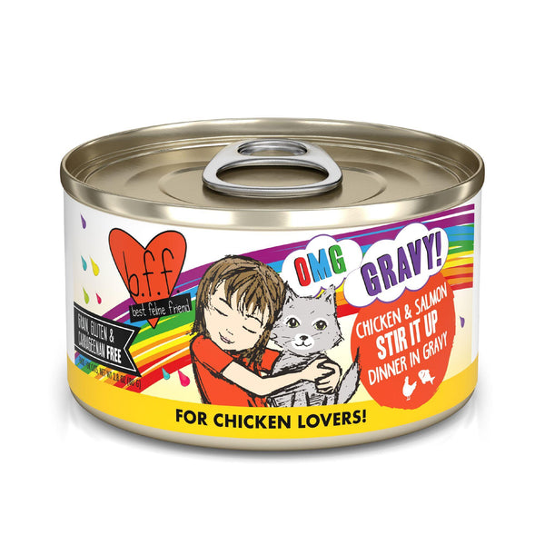 BFF OMG GRAVY Dîner au poulet et saumon à remuer en sauce Nourriture humide pour chats en boîte