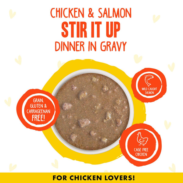 BFF OMG GRAVY Dîner au poulet et saumon à remuer en sauce Nourriture humide pour chats en boîte