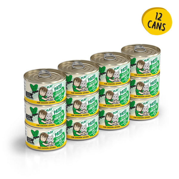 BFF PLAY PATE Chicken & Lamb Laugh Out Loud Dinner in a Hydrating Puree Wet Cat Food Can