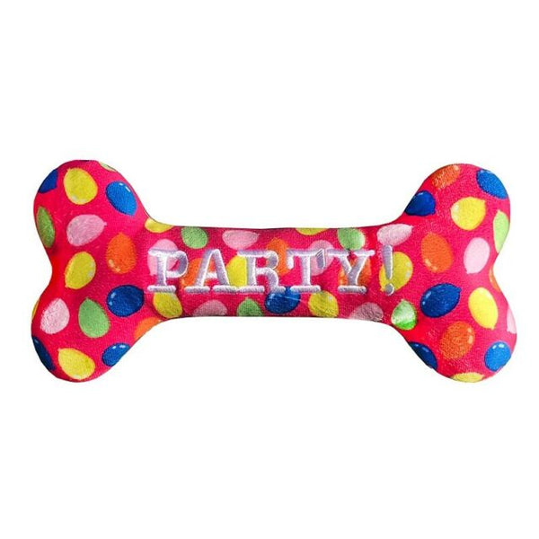 Huxley & Kent Power Plush Pink Party Time Bone Dog Toy