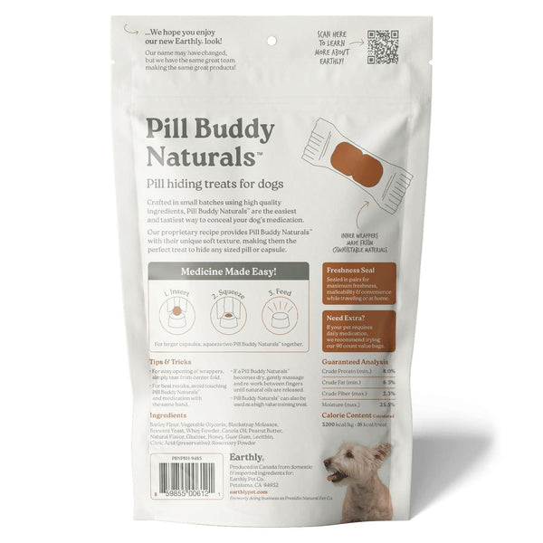 Presidio Pill Buddy Naturals Friandises pour chiens au beurre de cacahuète et miel, 5.29-oz