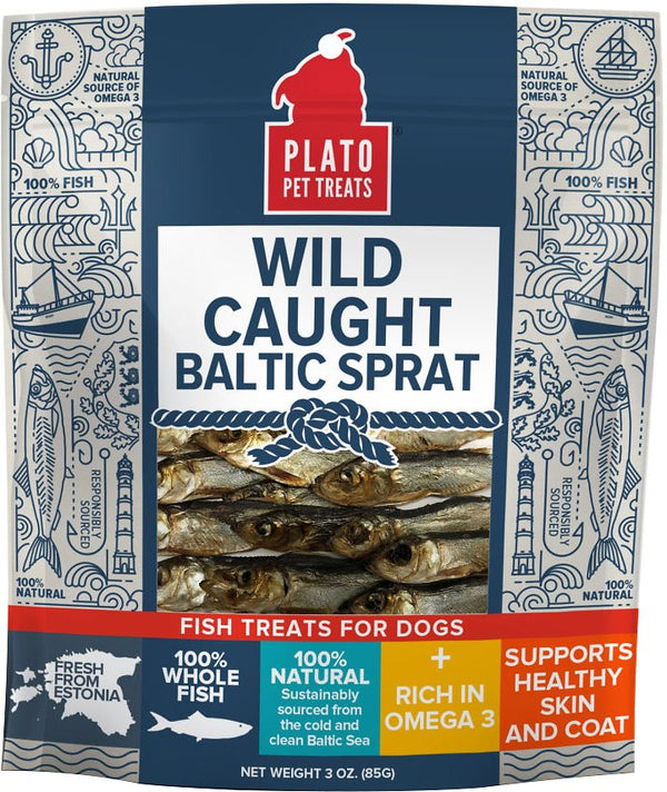 Plato Wild Caught Baltic Sprat Dog Treats, 3-oz