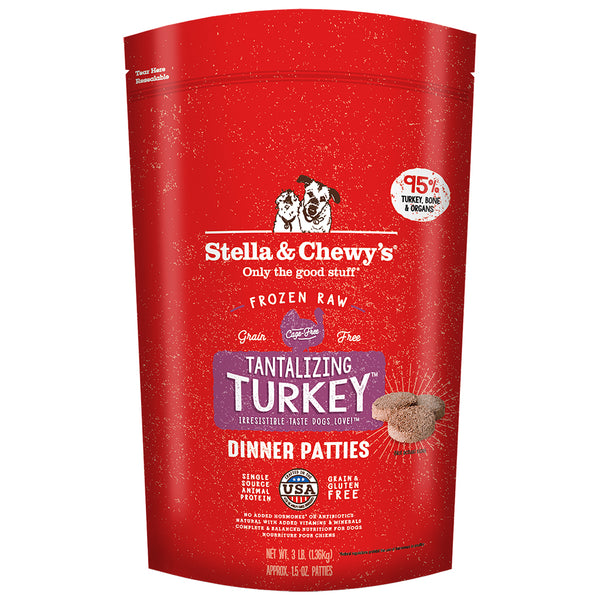 Stella & Chewy's Galettes de dinde délicieuses Nourriture congelée pour chiens, 3-lb
