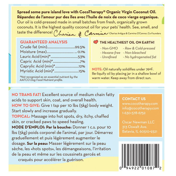 Coco Therapy Organic Virgin Coconut Oil for Pets, 16-oz