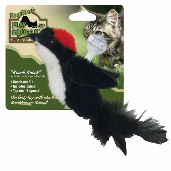 OurPets Play-N-Squeak Jouet pour chat Real Bird Knock Knock