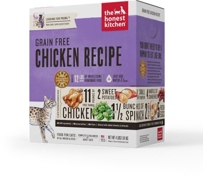 The Honest Kitchen Recette au poulet sans céréales Nourriture déshydratée pour chat